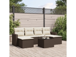 Conjunto de sofá de jardín de 7 piezas con cojines de mimbre sintético marrón de DKD Home Decor