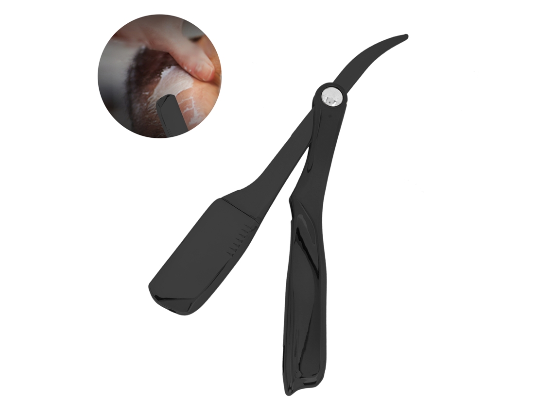 Navaja Recta Plegable Profesional Barber Para Afeitado Hombre Acero Inoxidable Plated Negro