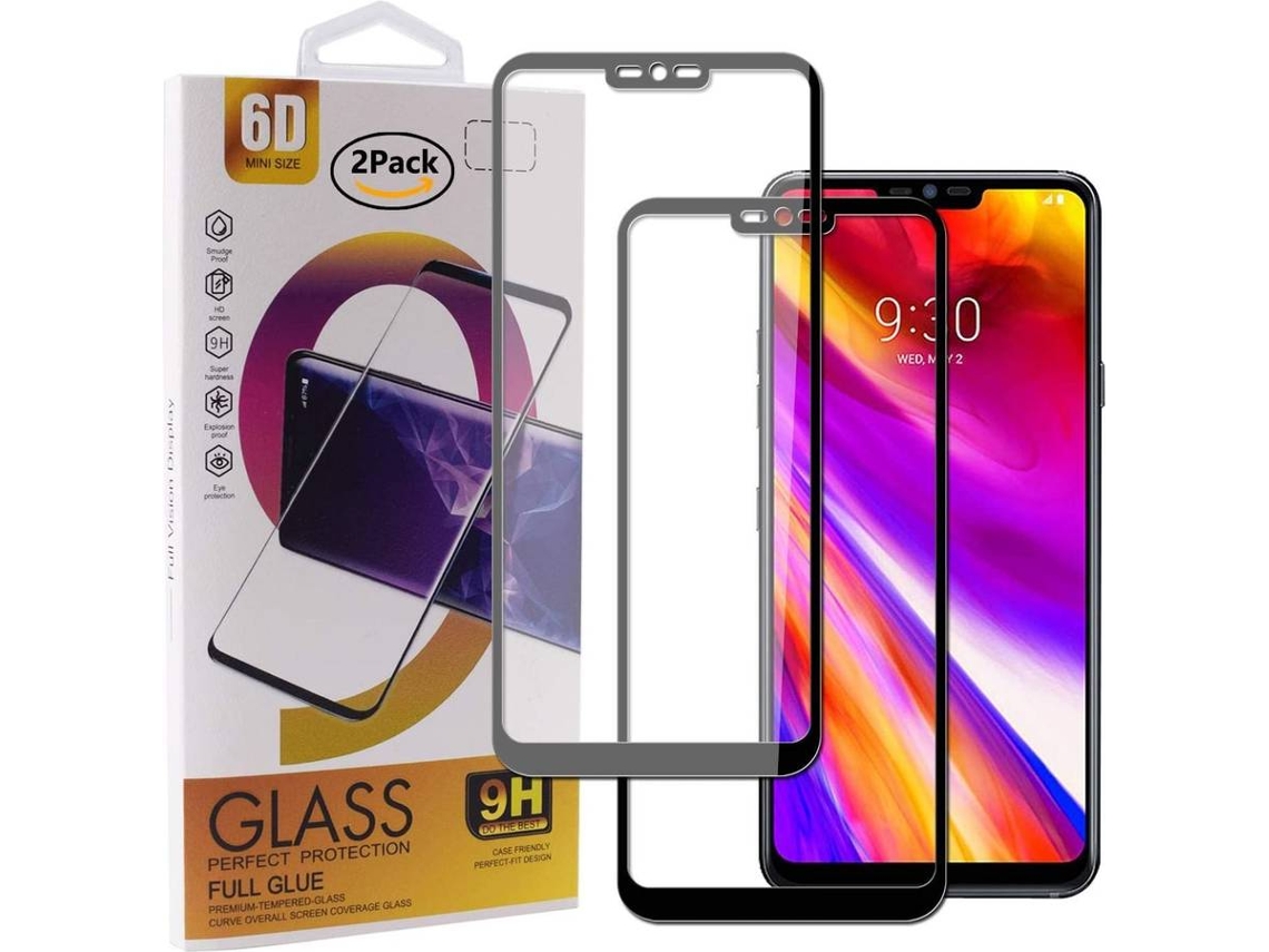 Protector Cristal Templado LG G7 ThinQ HONGWE. Cobertura Completa Negro