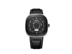 Reloj Hombre Megir Fashion Metal Resistente Al Agua Con Correa De Cuero Ajustable Negro