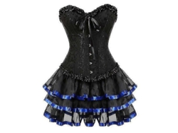 Conjunto De Corsé Y Falda Corta De Burlesque De Talla Grande Para Mujer, Disfraz De Tela Brocada Con Estampado De Ballenas De Plástico.
