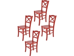 Conjunto de 4 Cadeiras T M C S Cross (Vermelho - 88x43x46 cm - Madeira)