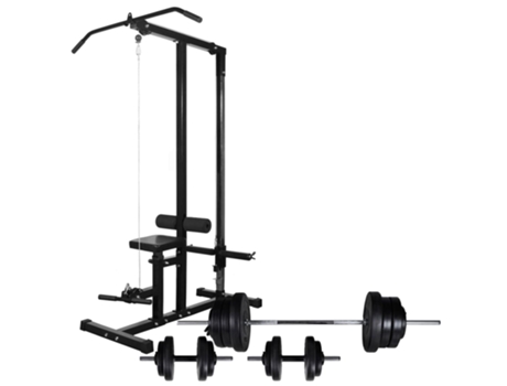 vidaXL Máquina de musculación con pesas y mancuernas 60,5 kg