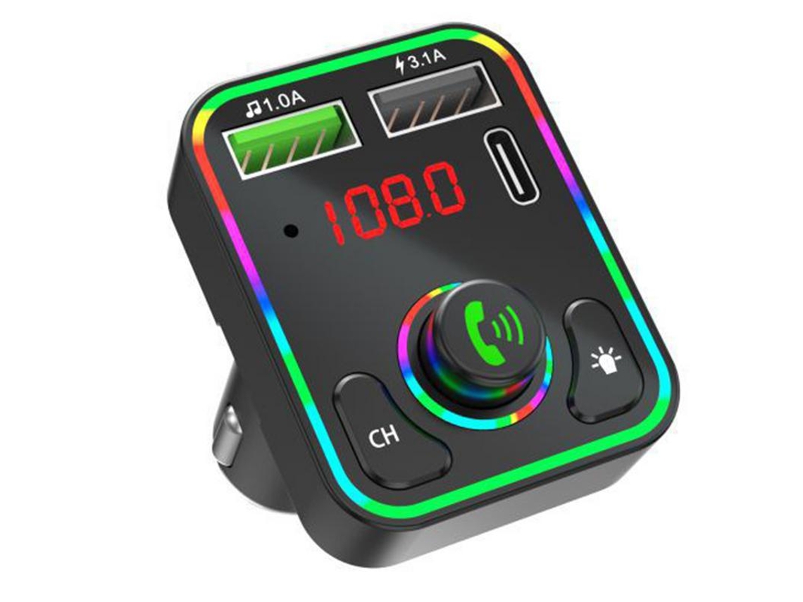 Transmisor de FM YIZHOOD F3 Cargador rápido inalámbrico Adaptador inalámbrico inalámbrico Transmisor de radio FM portátil negro
