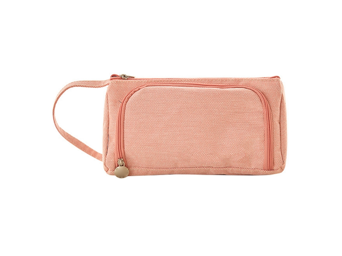 Bolsa Para Lápices De Gran Capacidad De Algodón Y Lino Rosa Para Escuela