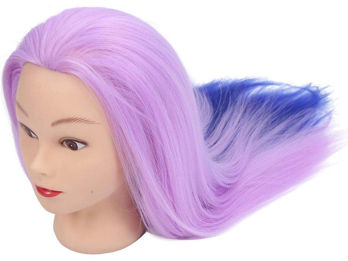 Cabeza de maniquí calefactable SFUSHOS, cabello sintético para práctica de peinado