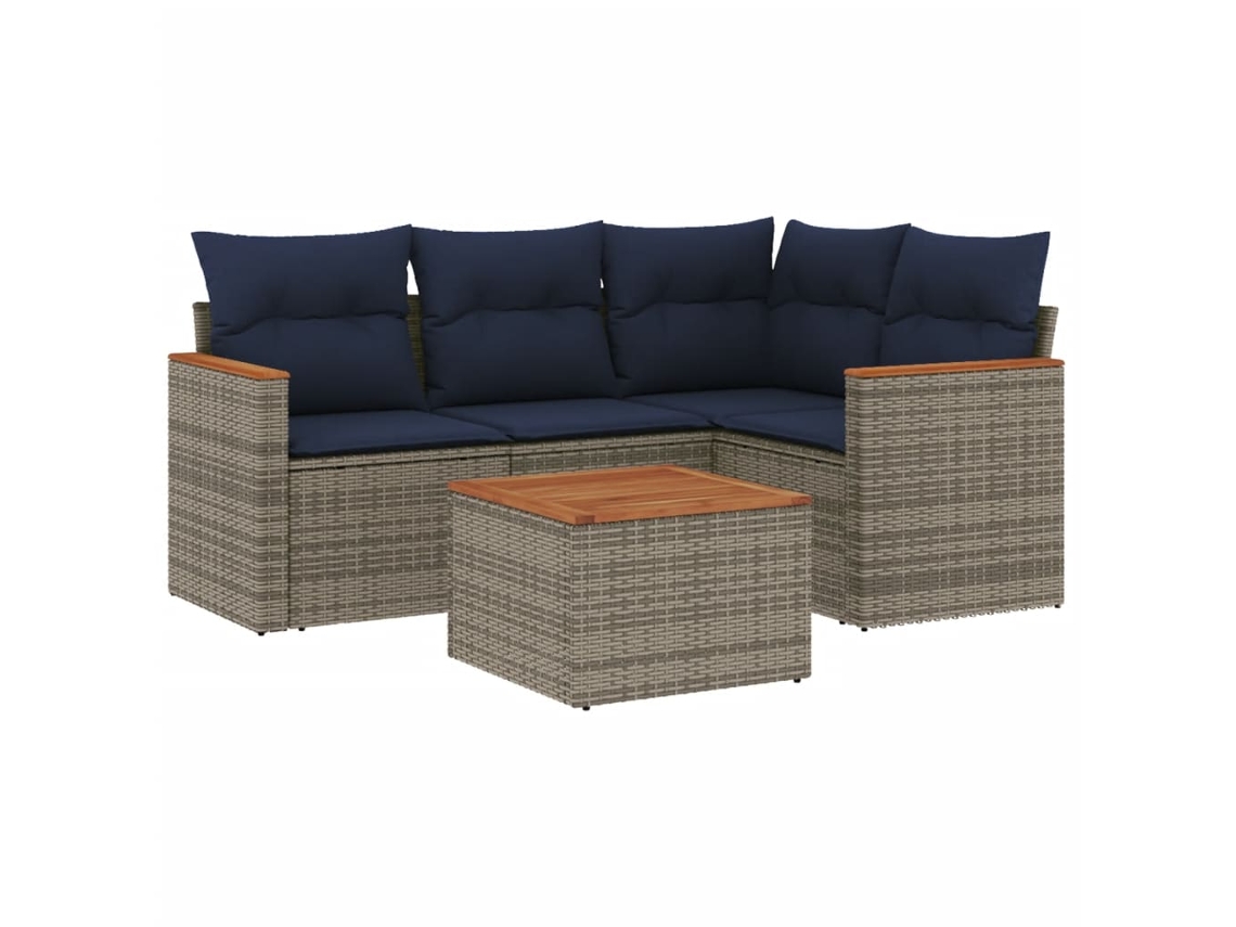 Maison Exclusive - Conjunto De Sofá De Jardín De 5 Piezas Con Cojines, Poliratán Gris