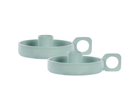 Conjunto de 2 candeleros de metal verde menta ø 9 cm BELIANI Chorio