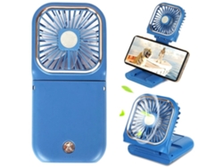 Mini ventilador portátil inalámbrico, cargador portátil, pequeño ventilador, ventilador personal plegable, alimentación USB, 3000 mAh, 3 velocidades, azul USHION