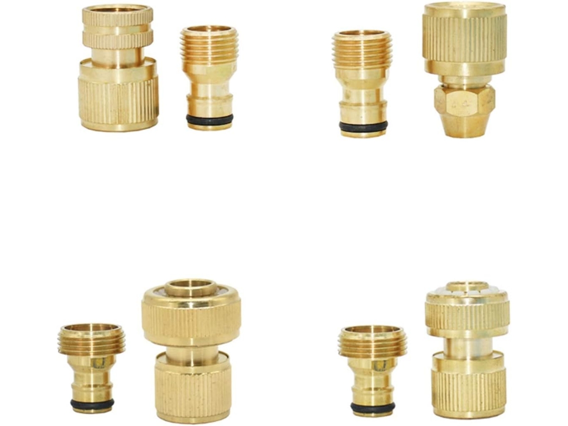 Adaptador De Conector Jardín Latón 19 Cm 12 Rápido Manguera Latón