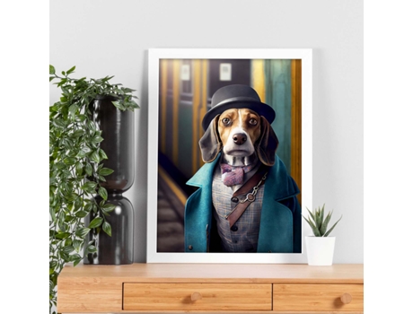NACNIC Lámina Beagle Práctico En Estilo Fotografía A Todo Color Divertidas Ilustraciones Realistas De Animales Con Ropa Humana