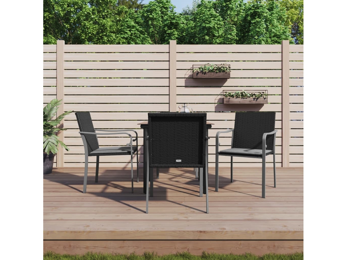 Juego de comedor de jardín de 5 piezas con cojines de mimbre y acero de DKD Home Decor