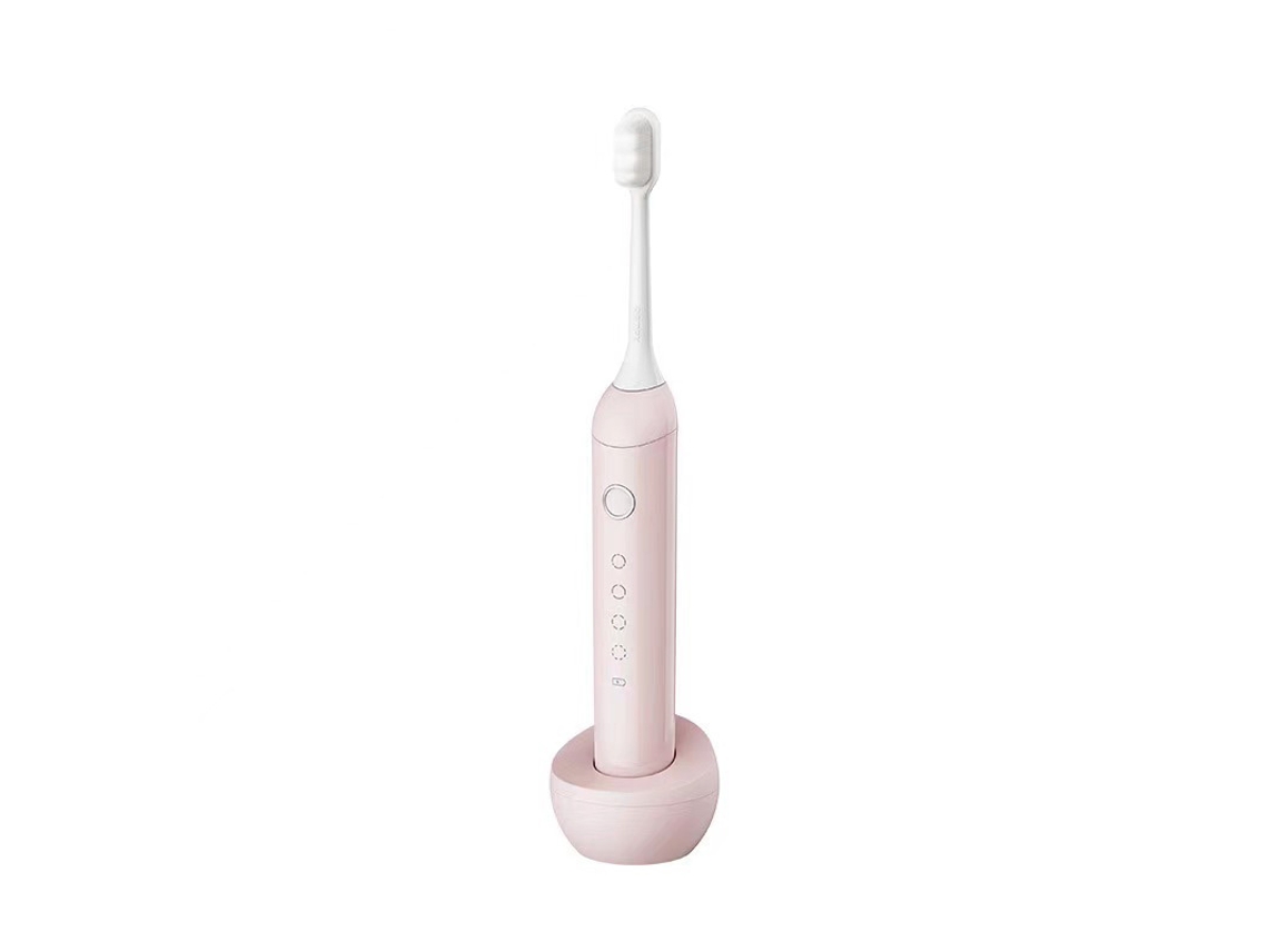 Cepillo de dientes eléctrico con levitación magnética S1808, color rosa crema. Para adultos, cerdas suaves, recargable. Sfushos