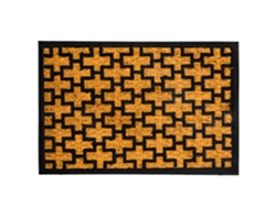 Relaxdays Felpudo Coco Y Pvc, Rejilla, 60x40 Cm, Interior/exterior, Antideslizante, Recoge Suciedad, Natural/negro