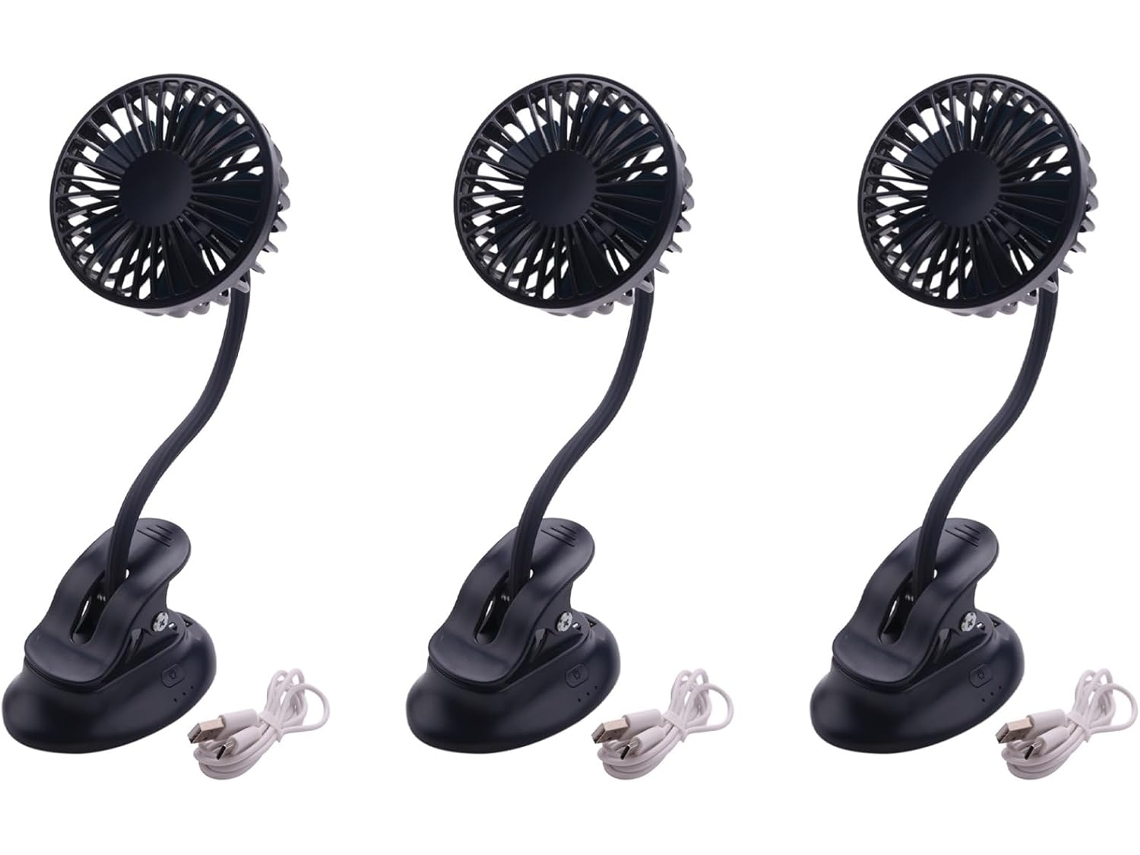 3x Mini Cochecito Portátil Con Clip Y 3 Ajustes De Velocidad, Silencioso.