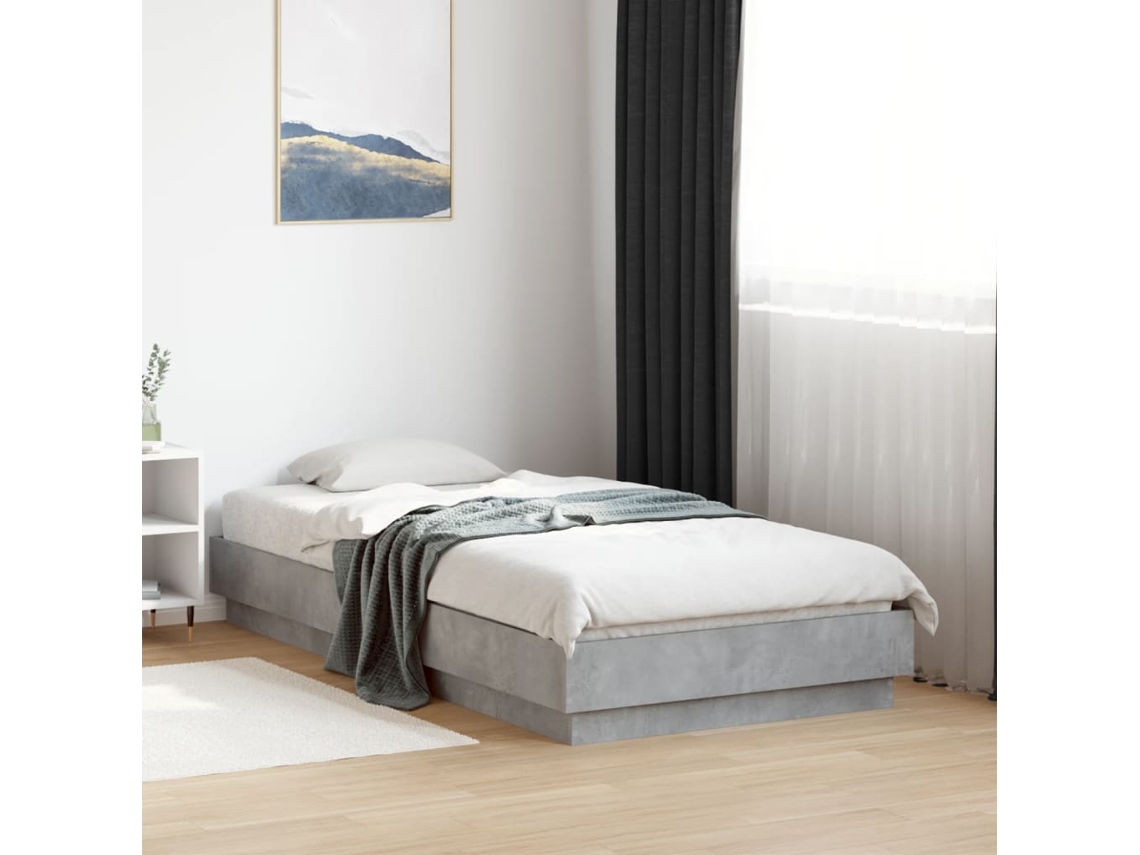 Estructura De Cama Madera De Ingeniería Gris Hormigón 75x190 Cm