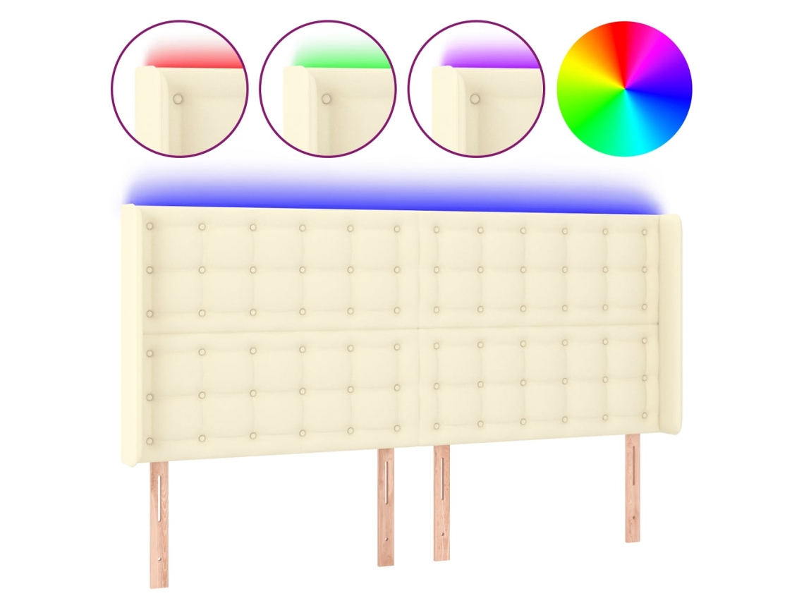 Maison Exclusive - Cabecero Con Led Cuero Sintético Color Crema 147x16x118/128 Cm