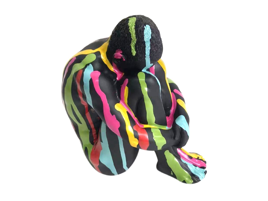 Signes Grimalt - Figura Hombre Desnudo Negro de Resina | Figura de Persona Figuras Decorativas Decoracion Salon 15x13x10cm BY SIGRIS