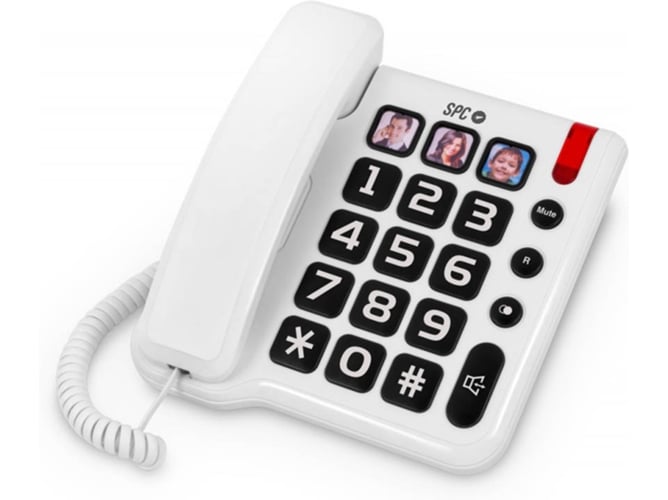 Bipieza Telecom 3294 teclas grandes memoria sos blanco spc comfort numbers fijo 3294b y tres fotos directas incluye manos libres telefono w para mayores pantalla sobremesa confort tel�fono