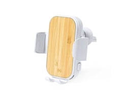 Cargador inalámbrico para coche de 15 W. Bambú natural. Presa ajustable.