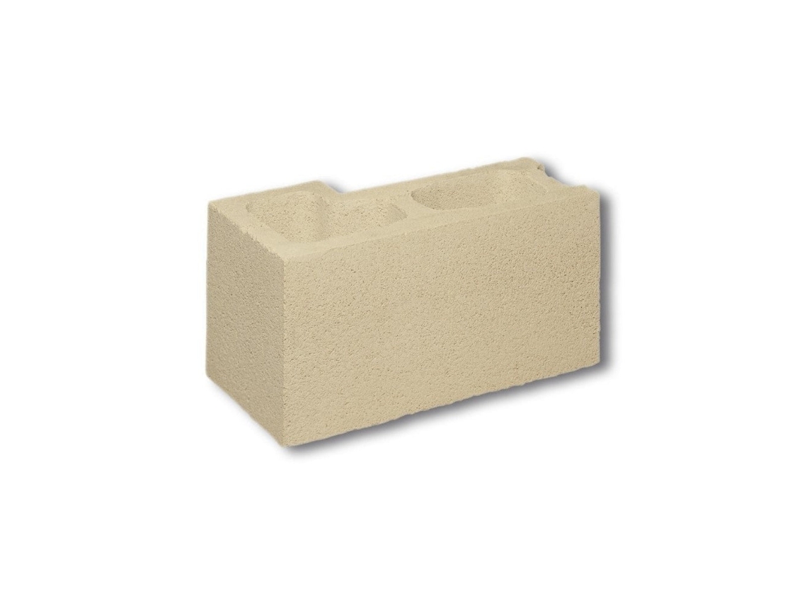 Bloque de hormigón liso con acabado crema hidrófugo / Borde liso / Unidad