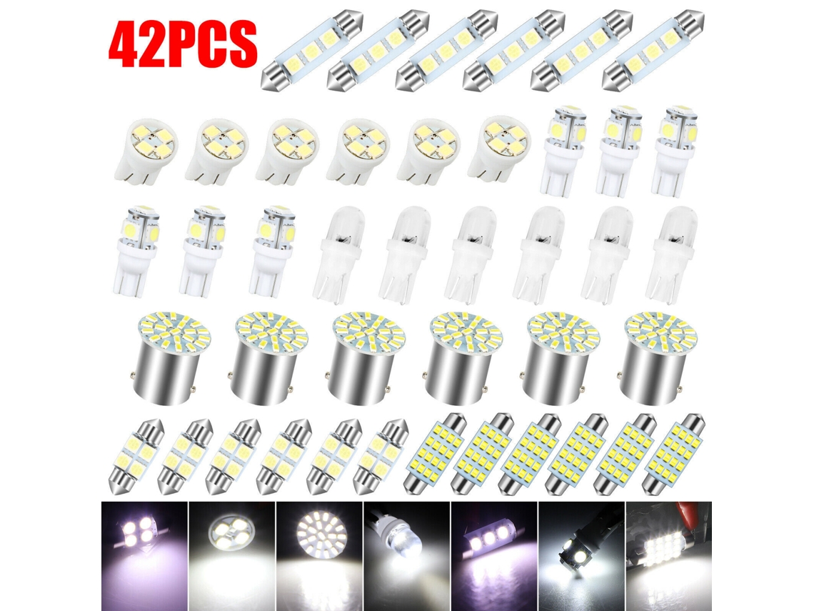 Juego de 2026 bombillas LED para interior de coche, techo, maletero y luz de matrícula.