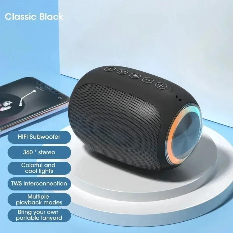 Altavoz Bluetooth (negro), Potentes Funciones, Resistente Al Agua, Graves De 10 W, Compatible Con Tarjeta Tf.