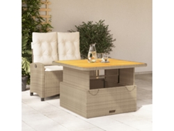 Juego de comedor de jardín con cojines, mimbre beige, Dkd Home Decor