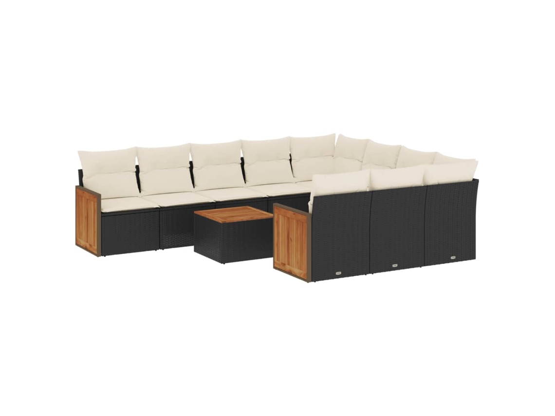 Maison Exclusive - Set De Sofás De Jardín 11 Pzas Y Cojines Ratán Sintético Negro