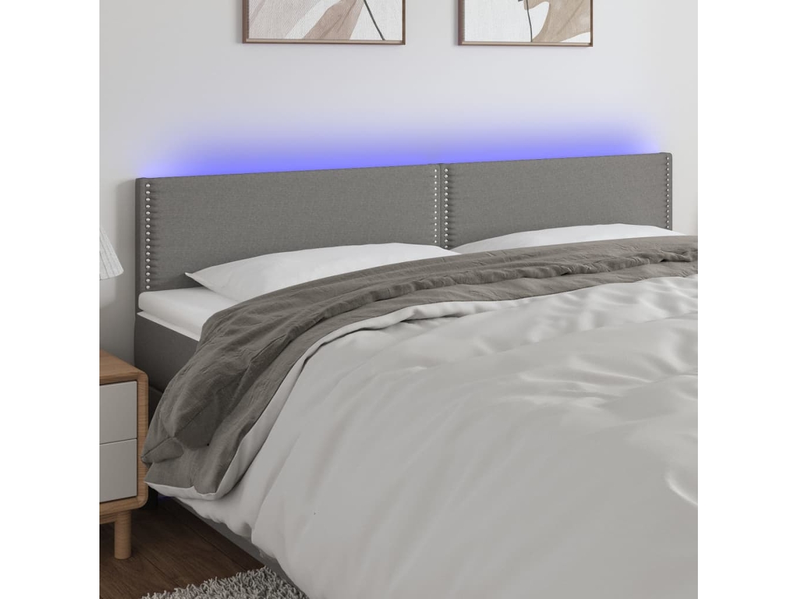 Cabecero Con Led De Tela Gris Oscuro 180x5x78/88 Cm