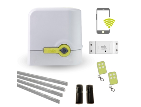 Motor para puerta corredera de garaje WIFI . Kit compact 500 - MOTIC. Hasta 500kg incluye 2 mandos y 4 metros de cremallera de hierro.