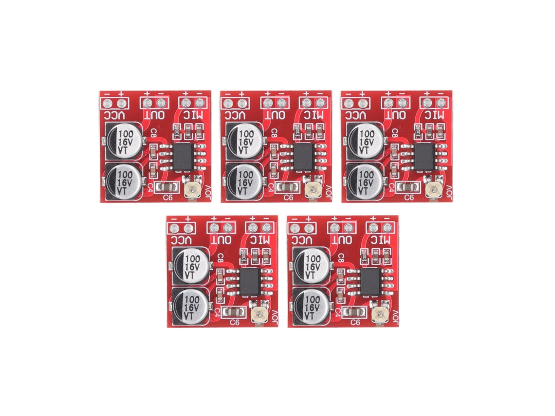 5 Piezas Módulo Amplificador Micrófono Electret Lm386 Ganancia Ajustable 20‑200x Dc4v‑12v