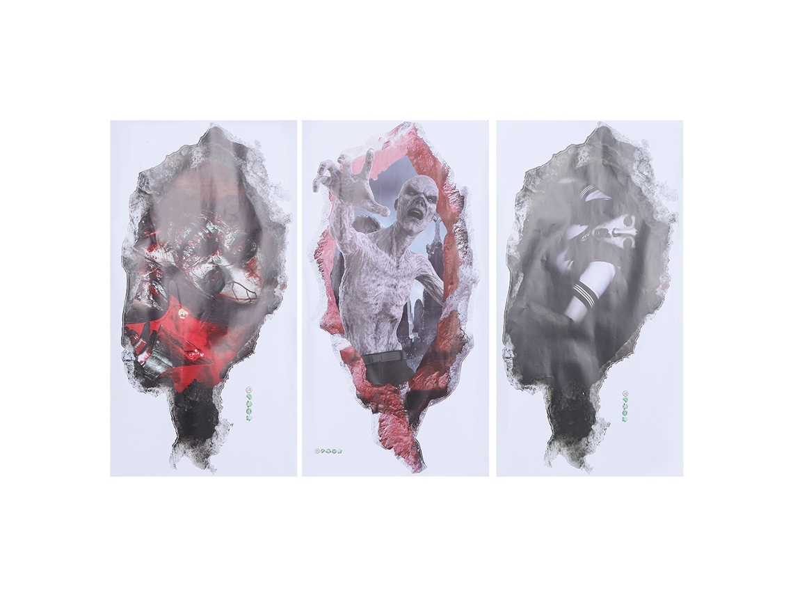 3pcs Pegatinas De Zombi Horror Para Pared Decoración De Halloween Para Hogar Bar Club Fiesta