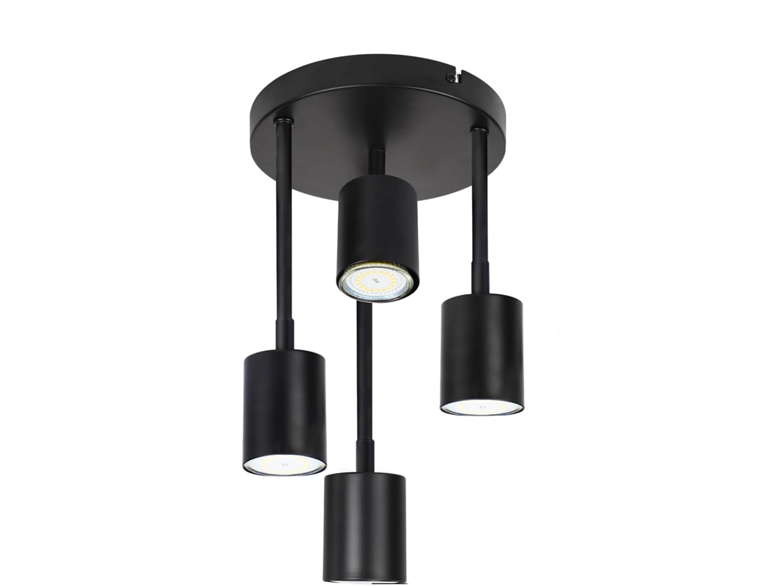 Foco de techo LED GU10 de 4 focos, color negro, regulable, para cocina, 350°, Nettlife