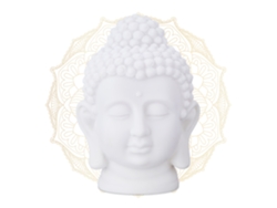 Relaxdays Cabeça De Buda, Plástico, Figura Hbt: 17x12x10 Cm, Decoração Zen Para Sala E Banheiro, Feng Shui, Branca