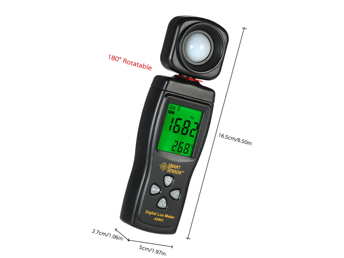 Medidor De Luz Lcd Digital Portátil Mini De 0 A 200000 Lux Con Funciones Max/min Y Retroiluminación.