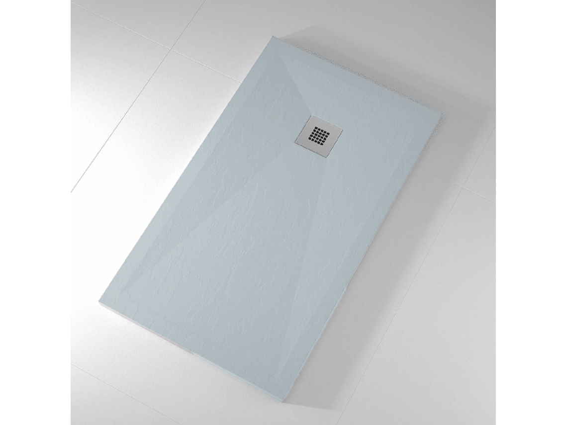 Plato De Ducha Pizarra Onda Ceniza  90x210 Cm Rejilla Acero Inox.