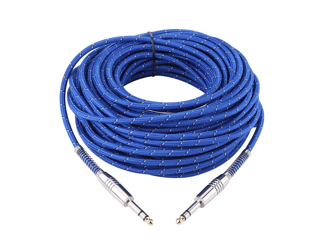 Cabo De Áudio Estéreo 6.35mm Macho Para Macho Para Guitarra Eléctrica Mixer 20 Metros