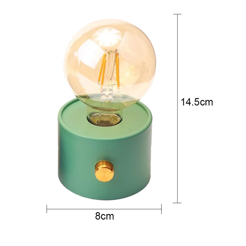 Lámpara de mesa LED verde - Funciona con pilas y diseño retro.