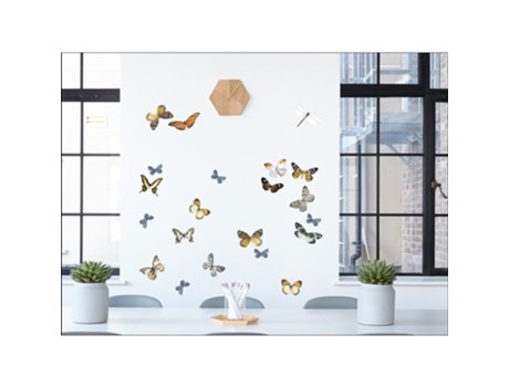 Adhesivo Decorativo PLAGE Foto de Mariposas Multicolores 68 cm X 24 cm
