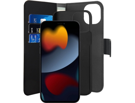 Funda iPhone 13 Mini PURO Wallet 2 en 1 Negro