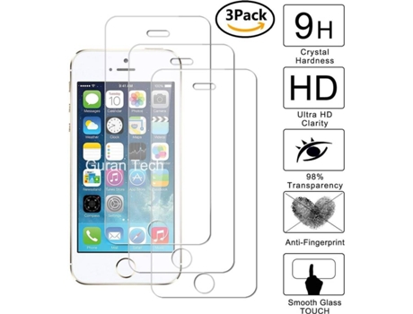 3x Protector Cristal Templado Apple iPhone 5 HONGWE.