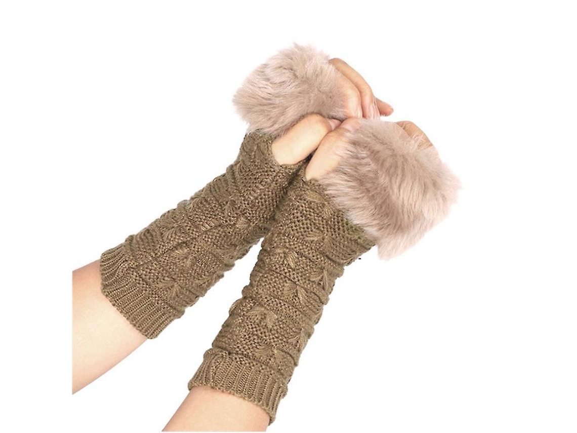 2026-guantes Sin Dedos De Pelo Falso Fluffy Para Mujer Calientitos Tejidos Mitones Calefactores Para Brazo Mano Muñeca