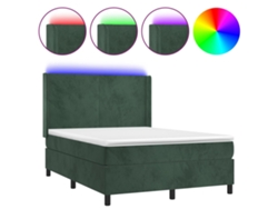 Cama con somier VIDAXL (Verde - Terciopelo - 193 x 147 x 128 cm)