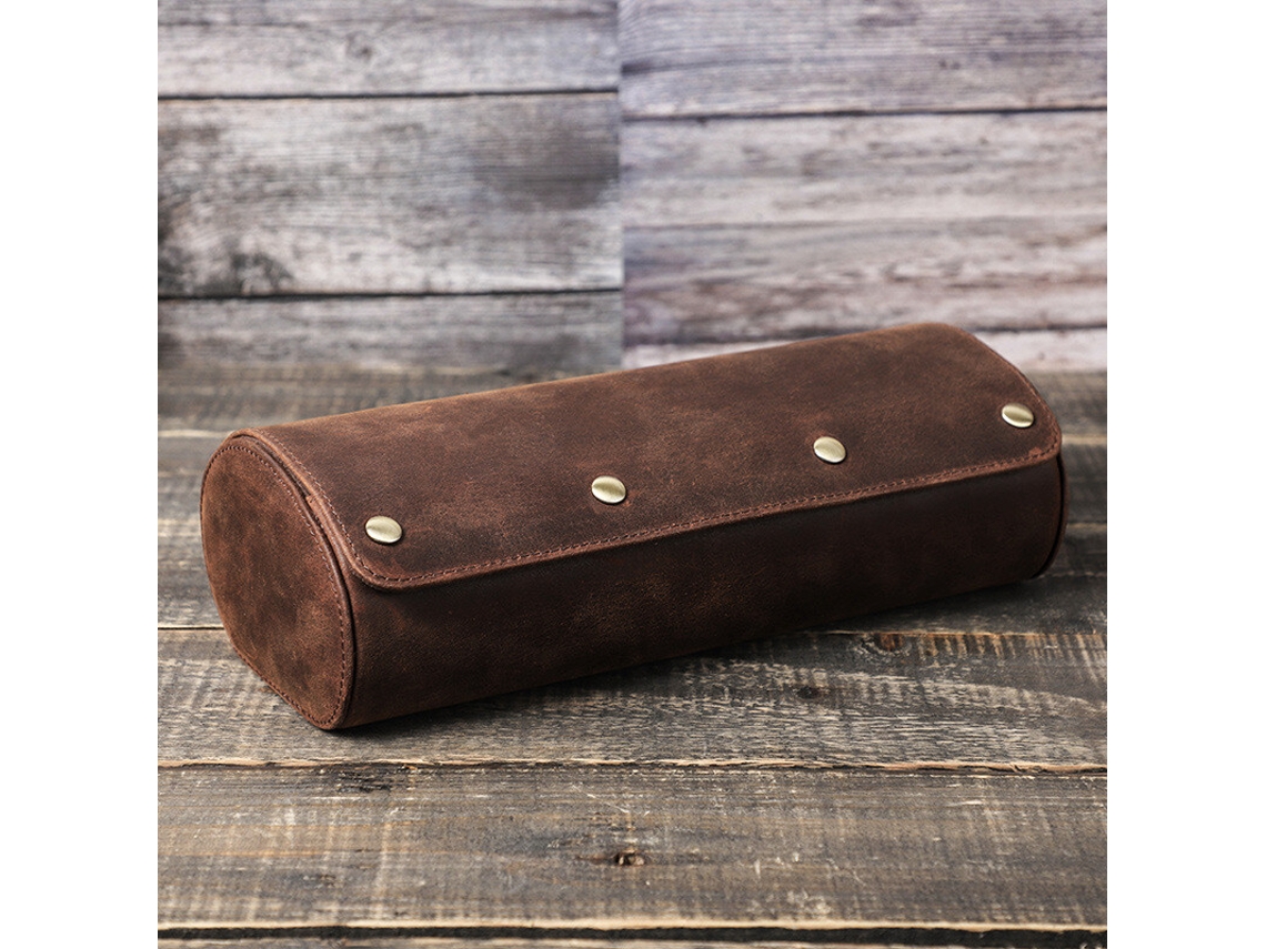 Estuche de viaje de piel auténtica para relojes, organizador y almacenamiento para 3 relojes - SUNNY SPACES