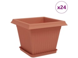 Macetas Vidaxl, 24 unidades, color rojo ladrillo, 28,5 x 28,5 x 22 cm