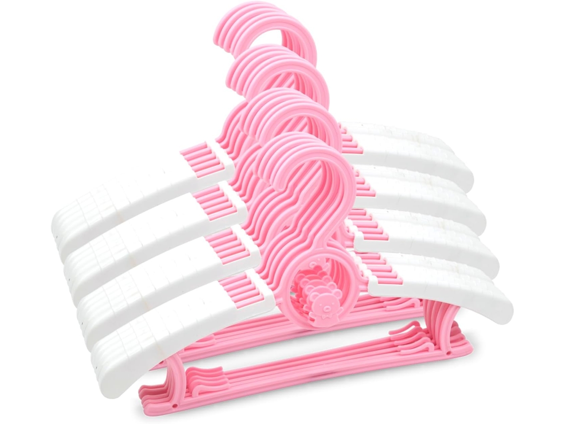 COM-FORT HOUSE | Percha de Plástico Infantil | Percha Niños | Color Rosa | Percha Plástico Resistente| Pack 20 Unidades |