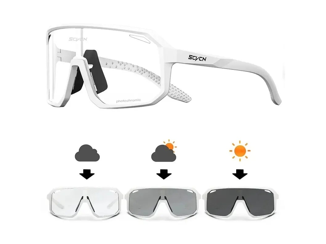 (blanco) Gafas De Ciclismo Fotocromáticas Unisex, Protección Uv400, Aptas Para Deportes Al Aire Libre.