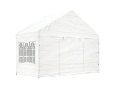 MAISON EXCLUSIVE Cenador con techo polietileno blanco 4,08x2,23x3,22 m