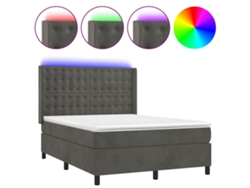 Maison Exclusive - Cama Box Spring Colchón Y Led Terciopelo Gris Oscuro 140x200 Cm